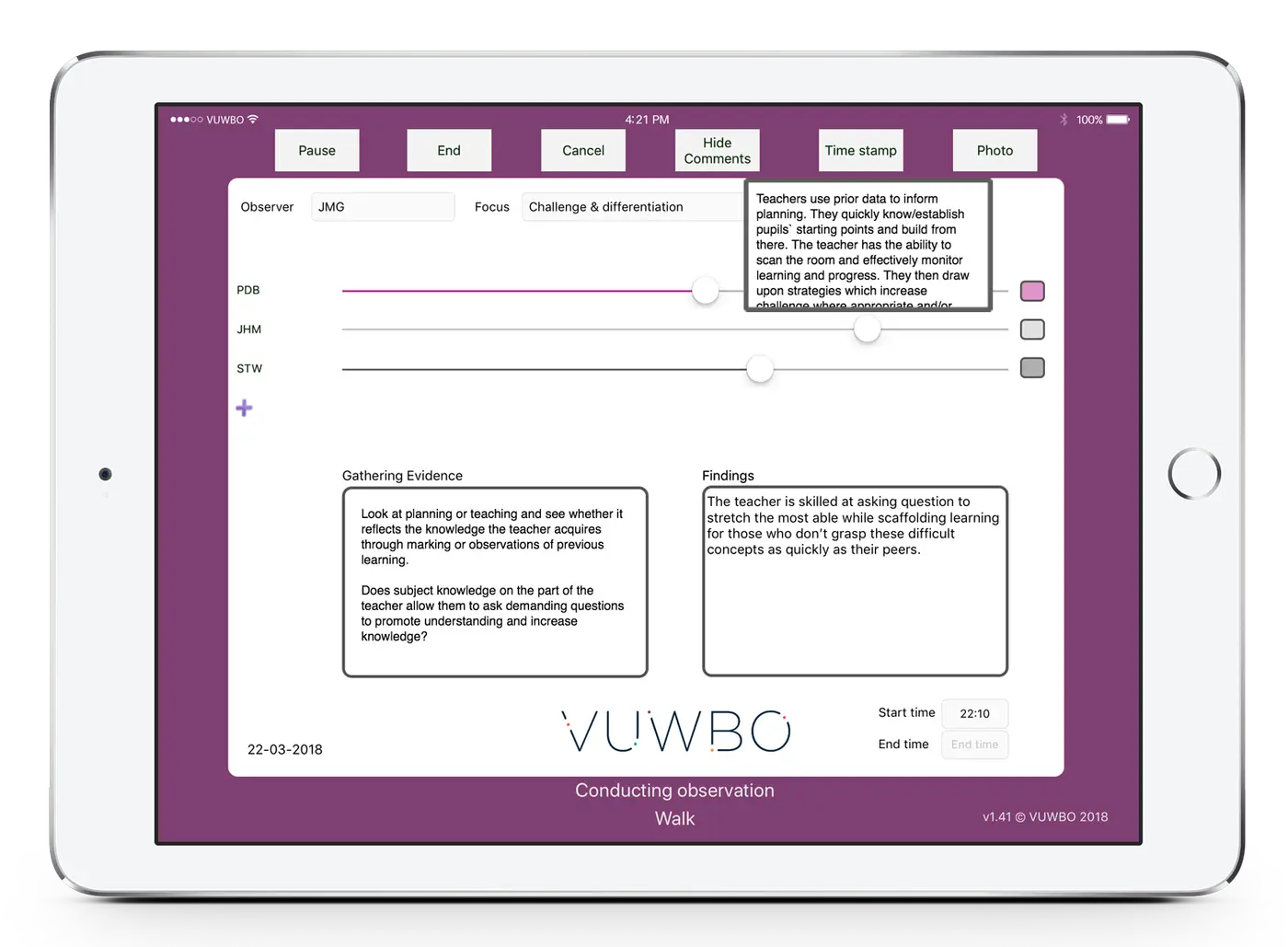 Vuwbo screen